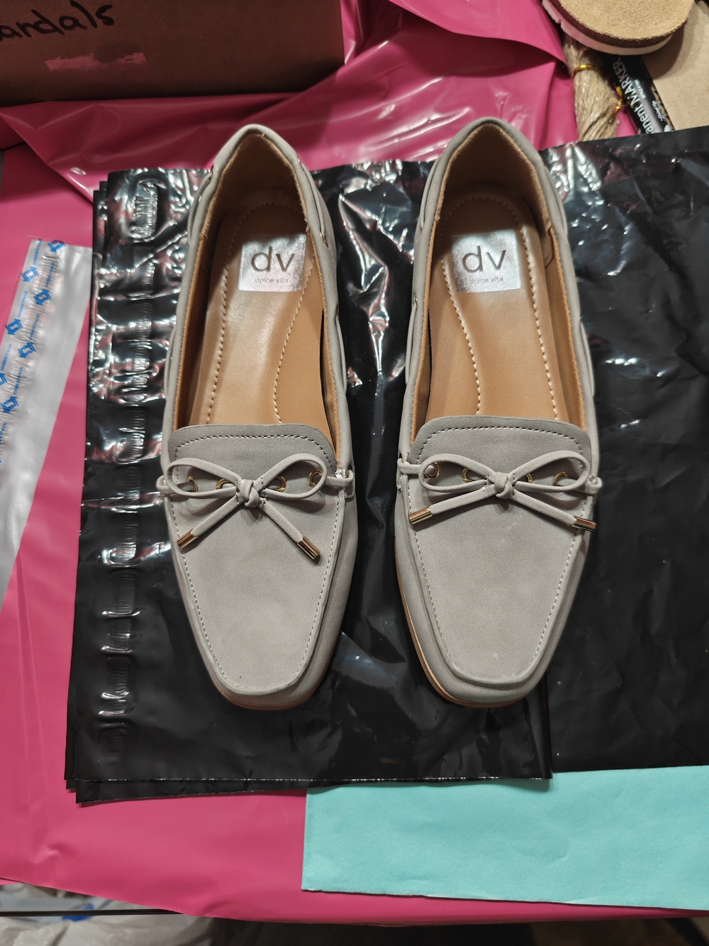 DV by Dolce Vita Gray Faux Suede Bow Loafers - Women's
